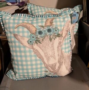 Blue Goat Pillow Set